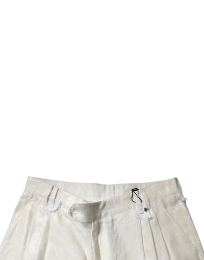 Jean droit taille moyenne en lin blanc Dolce &amp; Gabbana pour homme