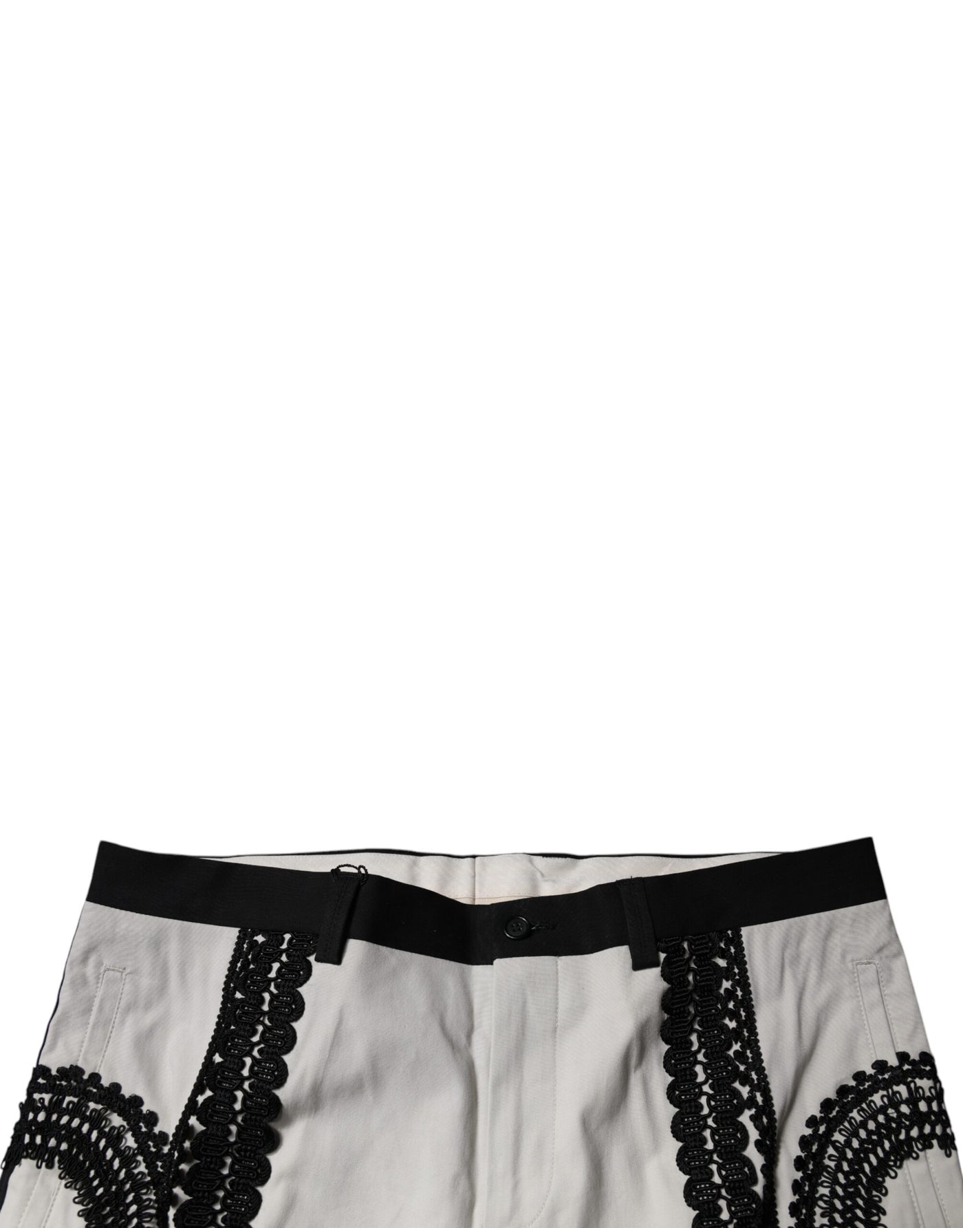 Pantalon habillé taille moyenne Dolce &amp; Gabbana avec bordure en dentelle blanche