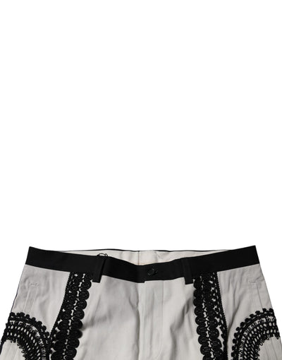 Pantalon habillé taille moyenne Dolce &amp; Gabbana avec bordure en dentelle blanche