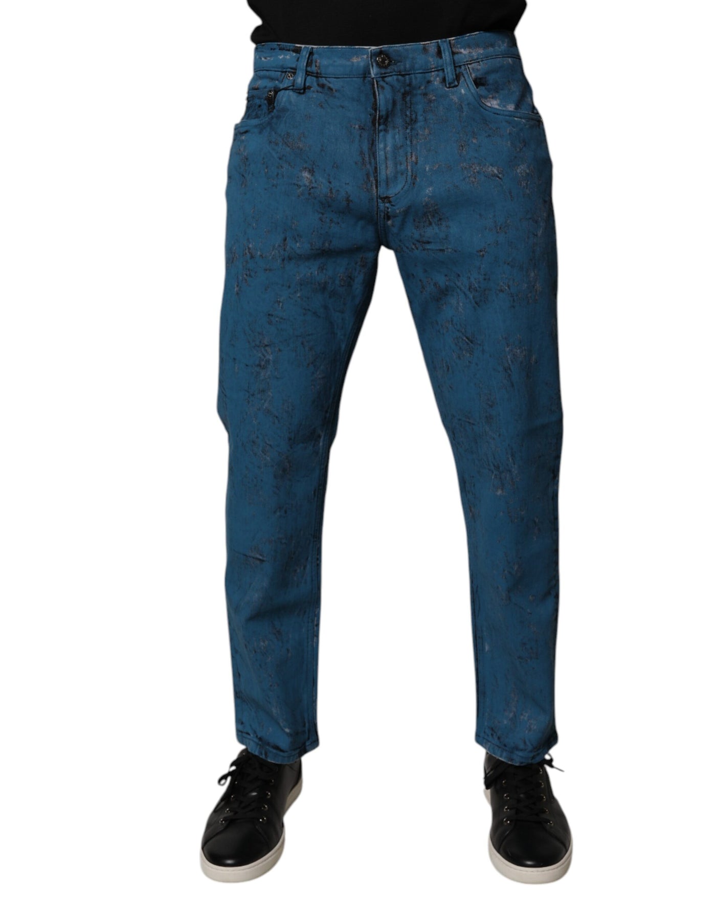Jean skinny en coton bleu tie-dye Dolce &amp; Gabbana pour homme