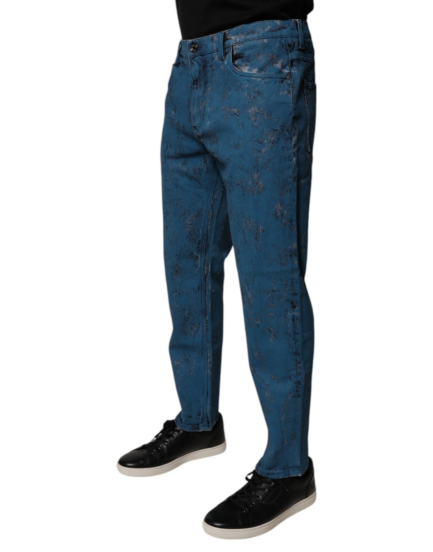 Jean skinny en coton bleu tie-dye Dolce &amp; Gabbana pour homme