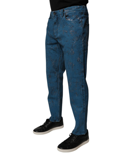 Jean skinny en coton bleu tie-dye Dolce &amp; Gabbana pour homme