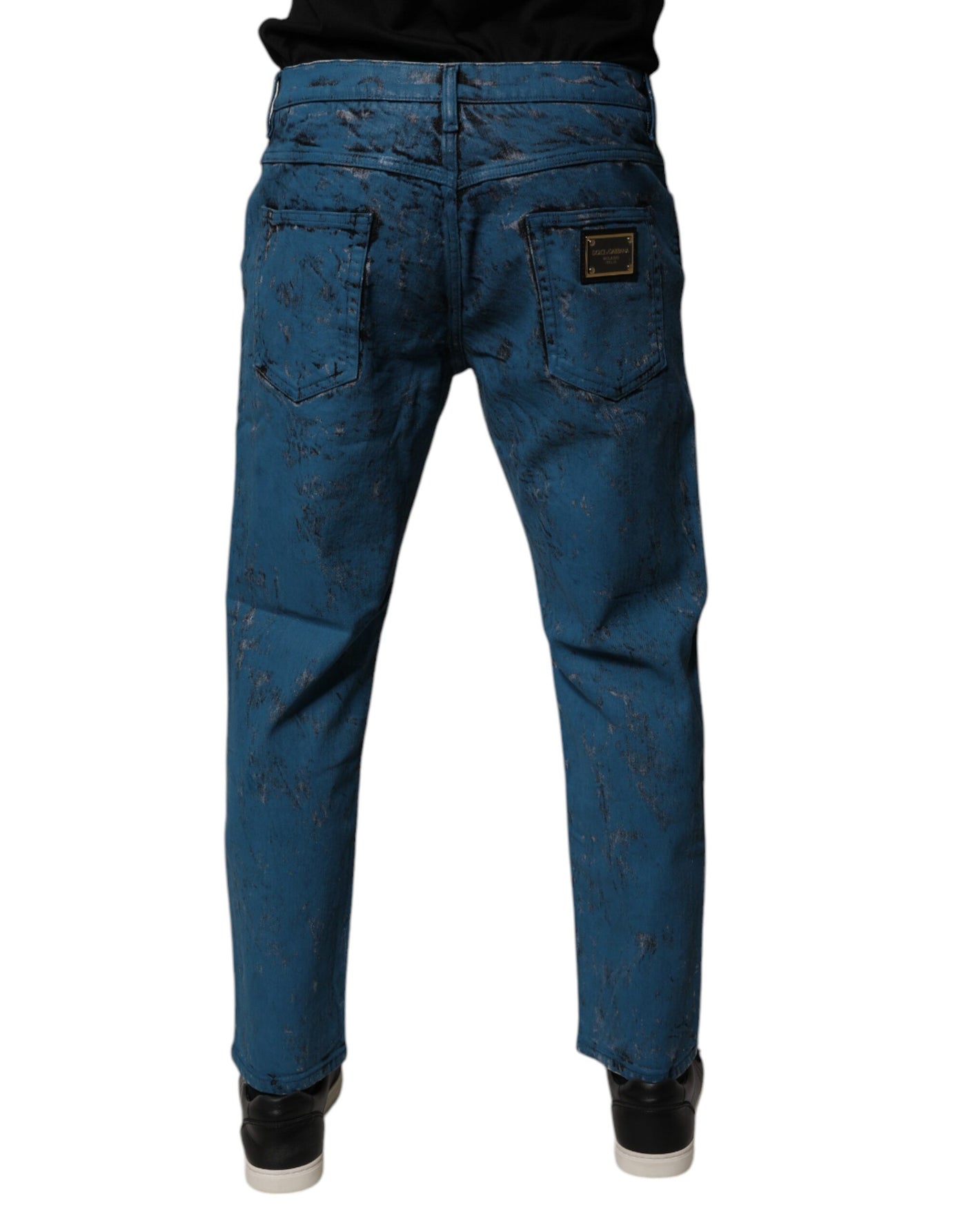 Jean skinny en coton bleu tie-dye Dolce &amp; Gabbana pour homme