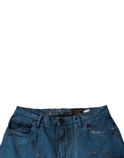 Jean skinny en coton bleu tie-dye Dolce &amp; Gabbana pour homme