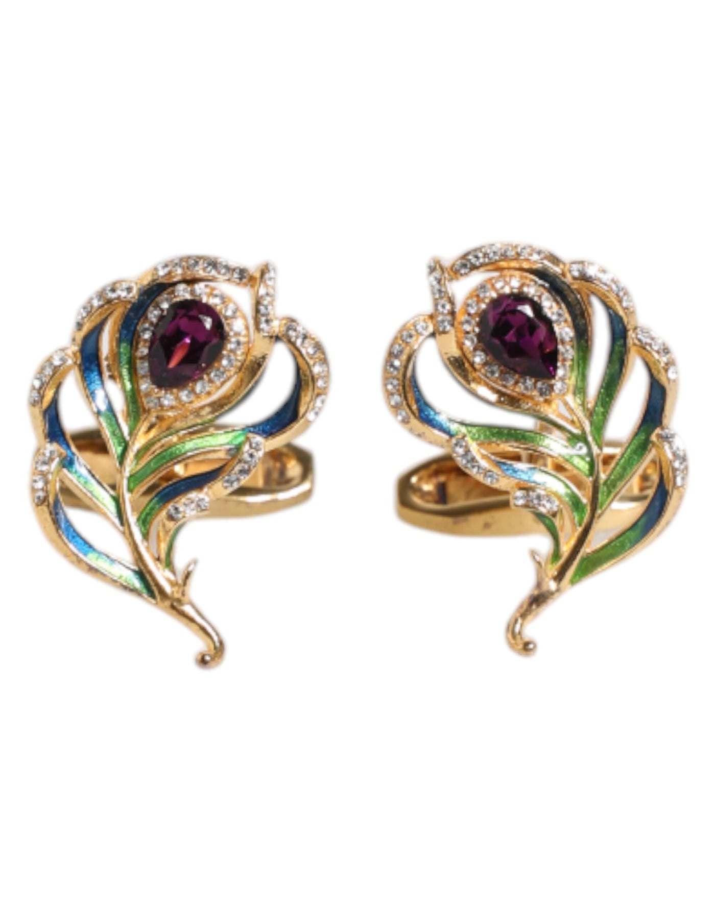 Dolce &amp; Gabbana Multicolor Pauwenveren Manchetknopen van 925 Sterling Zilver