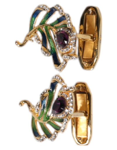 Dolce &amp; Gabbana Multicolor Pauwenveren Manchetknopen van 925 Sterling Zilver