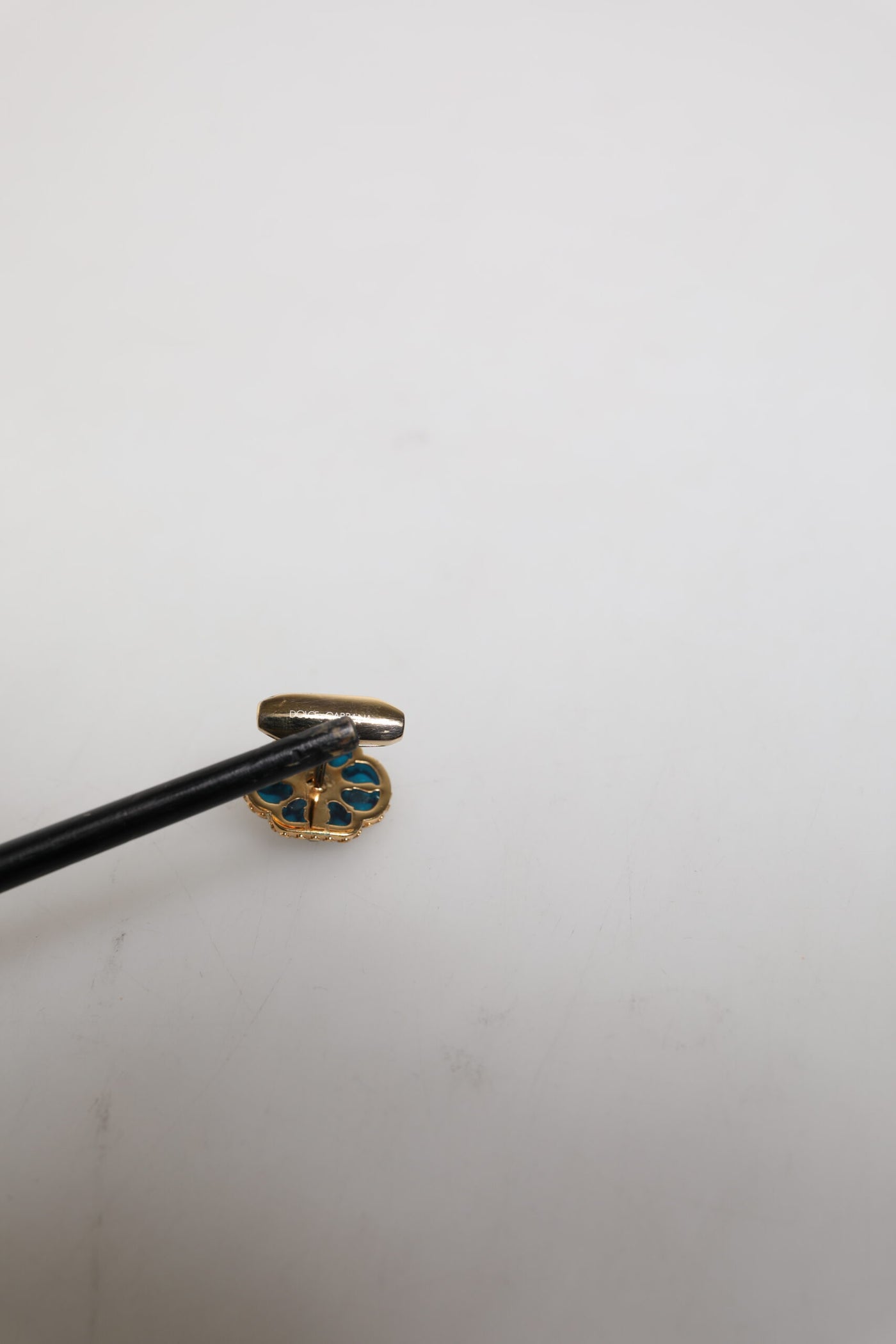 Dolce &amp; Gabbana gouden messing blauwe geëmailleerde bloem manchetknoop