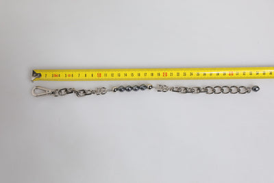 Dolce &amp; Gabbana Zilveren Ketting Karabijnsluiting Logo Grijze Parels Armband