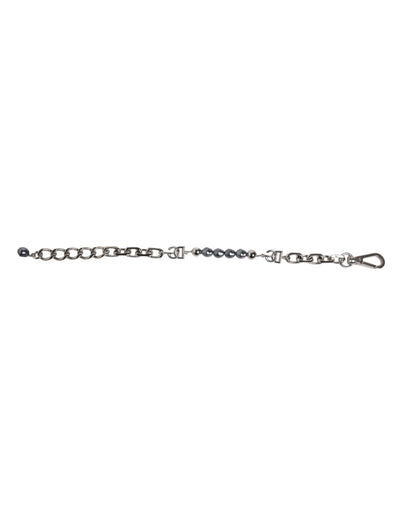 Dolce &amp; Gabbana Zilveren Ketting Karabijnsluiting Logo Grijze Parels Armband