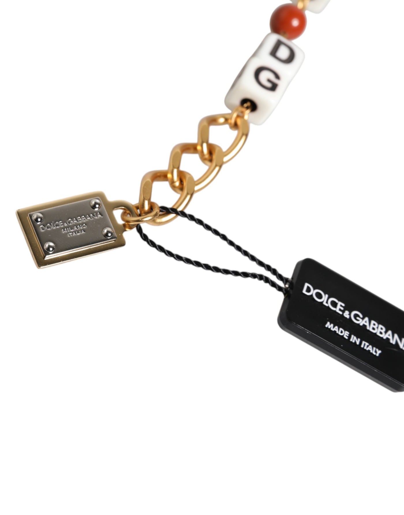 Dolce &amp; Gabbana Multicolor Goudkleurige Messing Ketting DG Logo Dice Armband