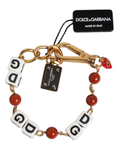 Dolce &amp; Gabbana Multicolor Goudkleurige Messing Ketting DG Logo Dice Armband