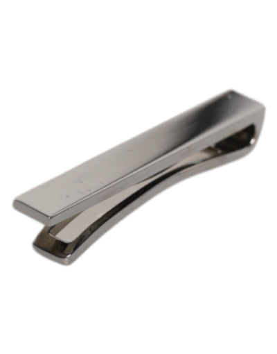 Dolce &amp; Gabbana Zwarte Toon Messing Logo Gemerkte Stropdas Clip Bar