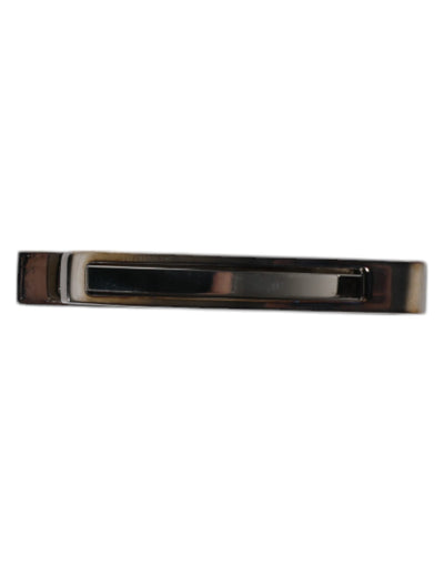 Dolce &amp; Gabbana Zwarte Toon Messing Logo Gemerkte Stropdas Clip Bar