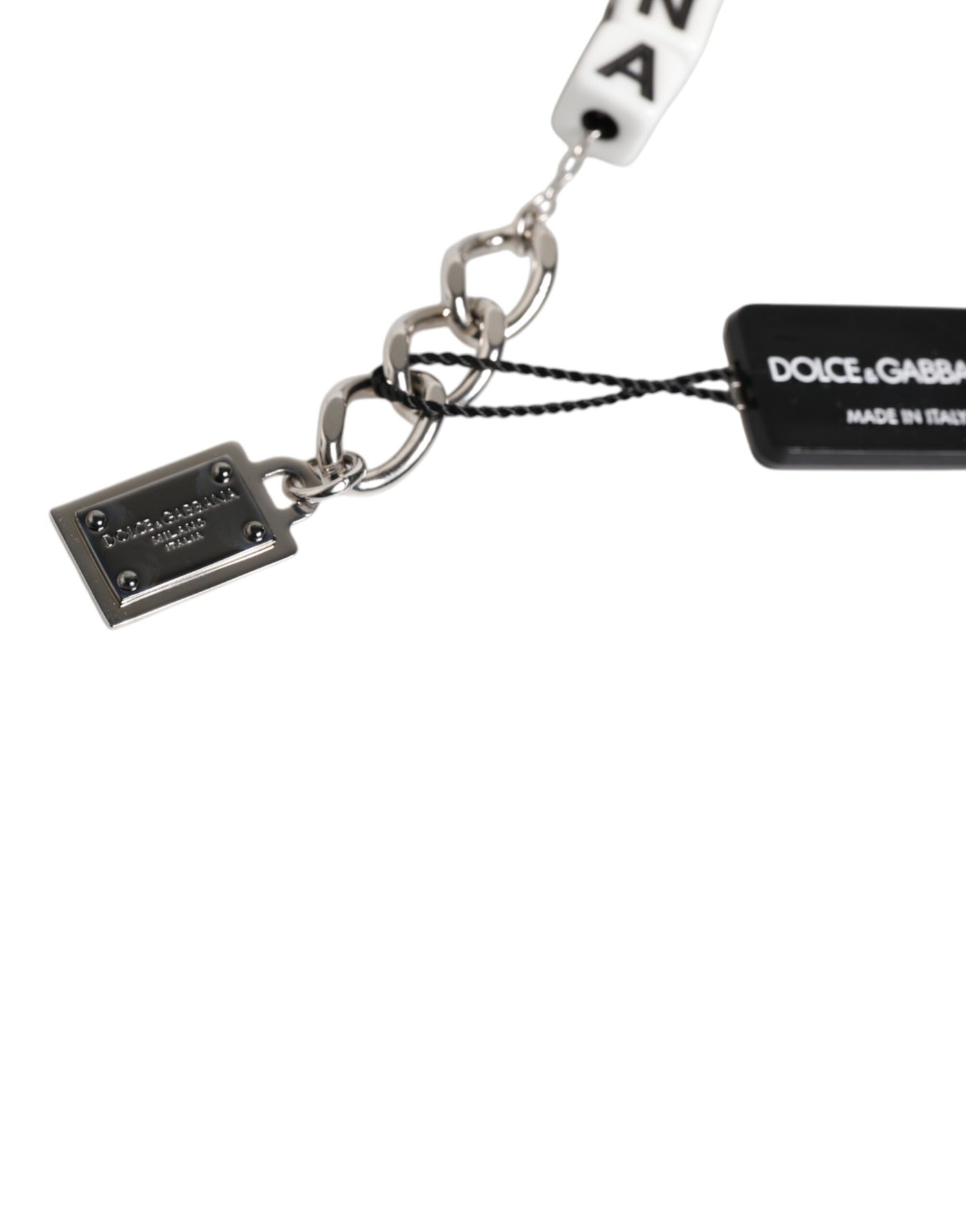 Dolce &amp; Gabbana Zilveren Messing Ketting Dobbelsteen Logo Versierde Bedelarmband