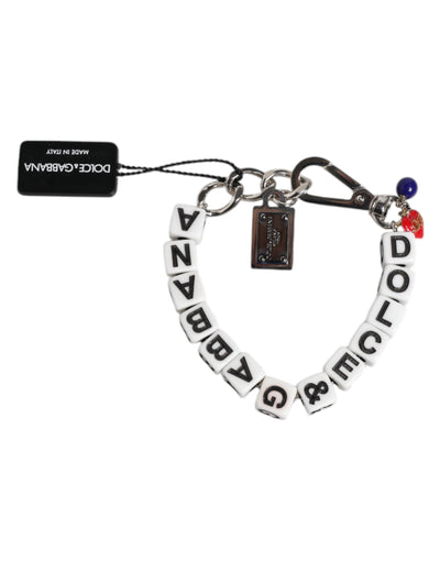 Dolce &amp; Gabbana Zilveren Messing Ketting Dobbelsteen Logo Versierde Bedelarmband