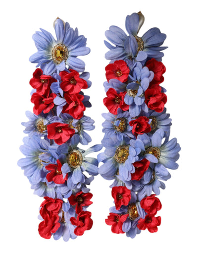 Dolce &amp; Gabbana goudkleurige messing bloemkristal clip-on oorbellen