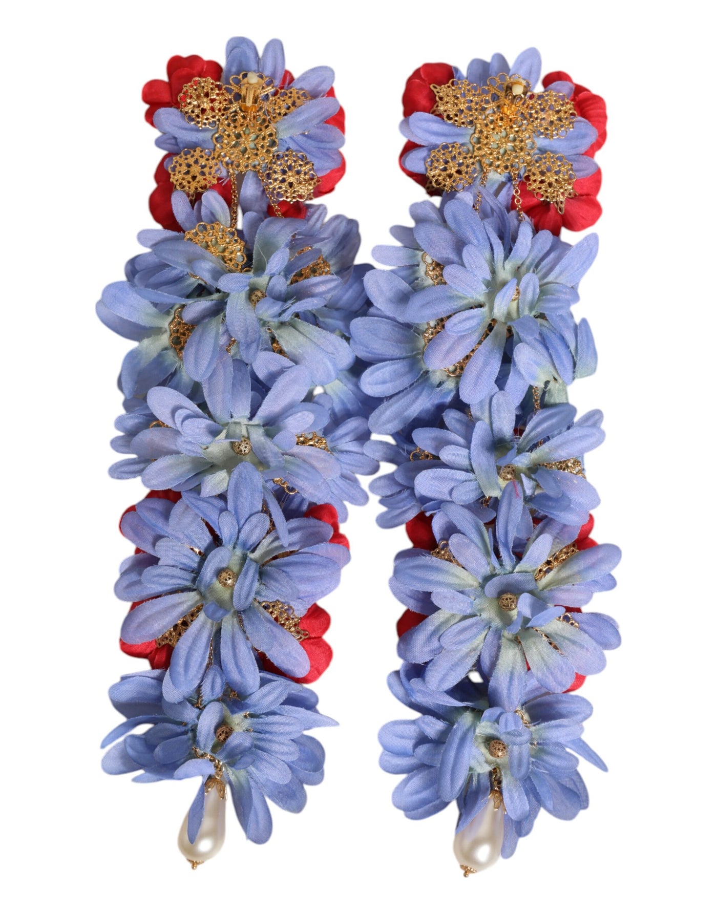 Dolce &amp; Gabbana goudkleurige messing bloemkristal clip-on oorbellen