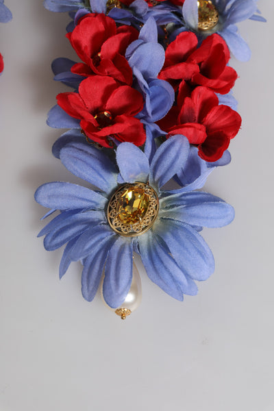 Dolce &amp; Gabbana goudkleurige messing bloemkristal clip-on oorbellen