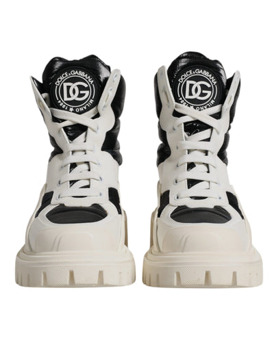 Bottes à lacets mi-mollet rembourrées blanches Dolce &amp; Gabbana