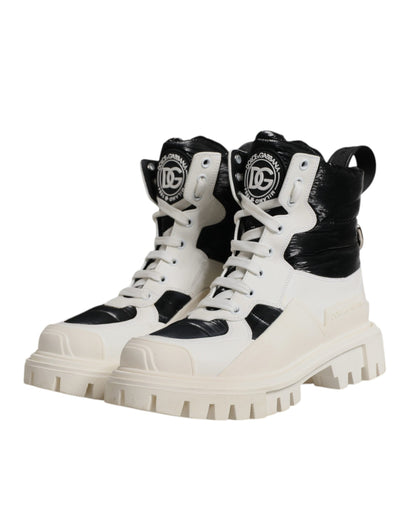 Bottes à lacets mi-mollet rembourrées blanches Dolce &amp; Gabbana