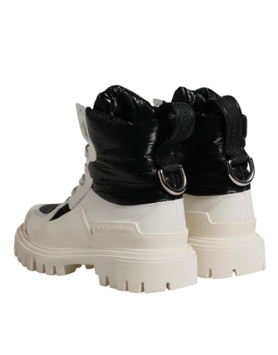 Bottes à lacets mi-mollet rembourrées blanches Dolce &amp; Gabbana