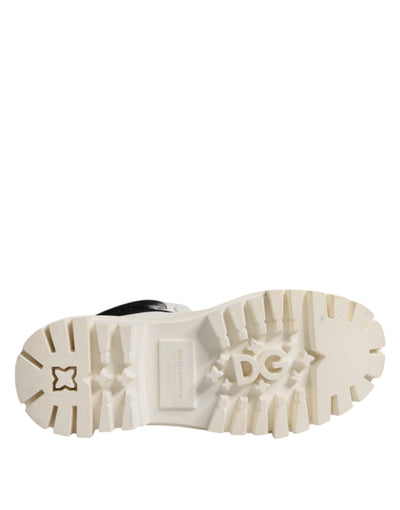 Bottes à lacets mi-mollet rembourrées blanches Dolce &amp; Gabbana
