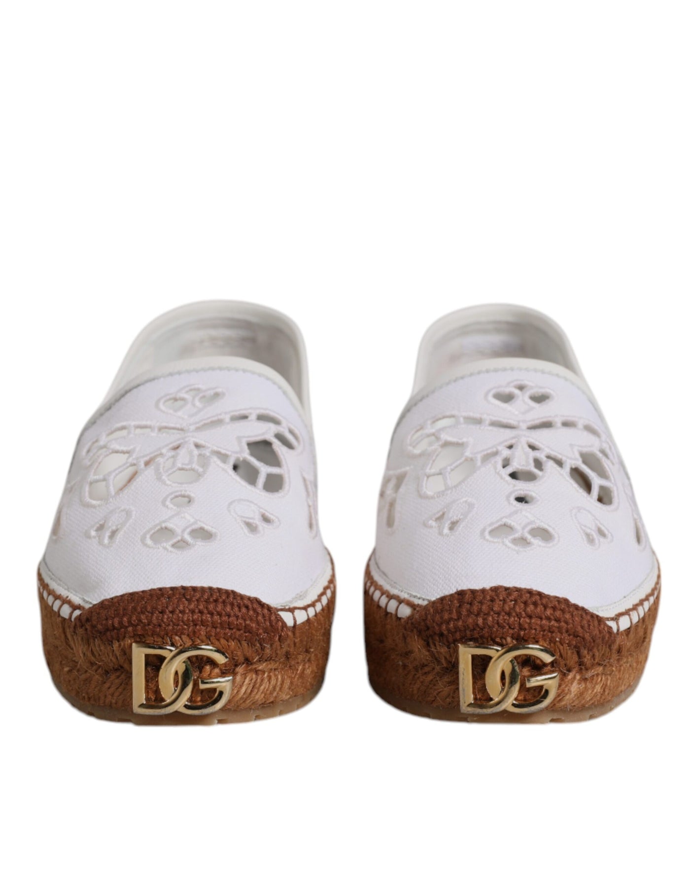 Dolce &amp; Gabbana Witte Logo Eyelet Slip On Espadrilles Schoenen