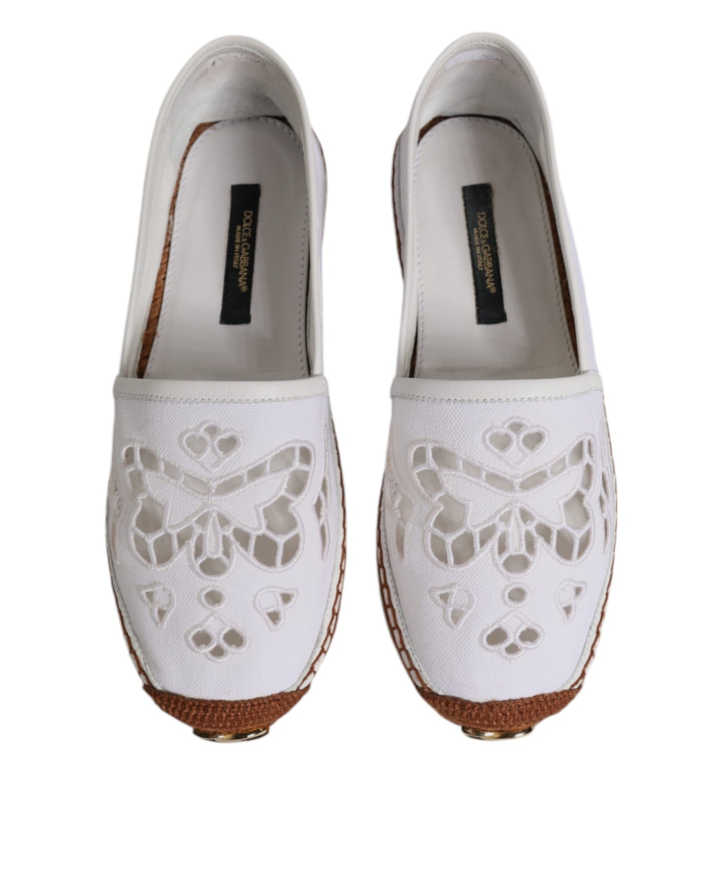 Dolce &amp; Gabbana Witte Logo Eyelet Slip On Espadrilles Schoenen