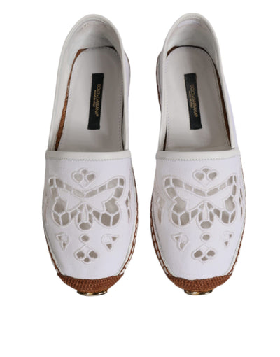 Dolce &amp; Gabbana Witte Logo Eyelet Slip On Espadrilles Schoenen