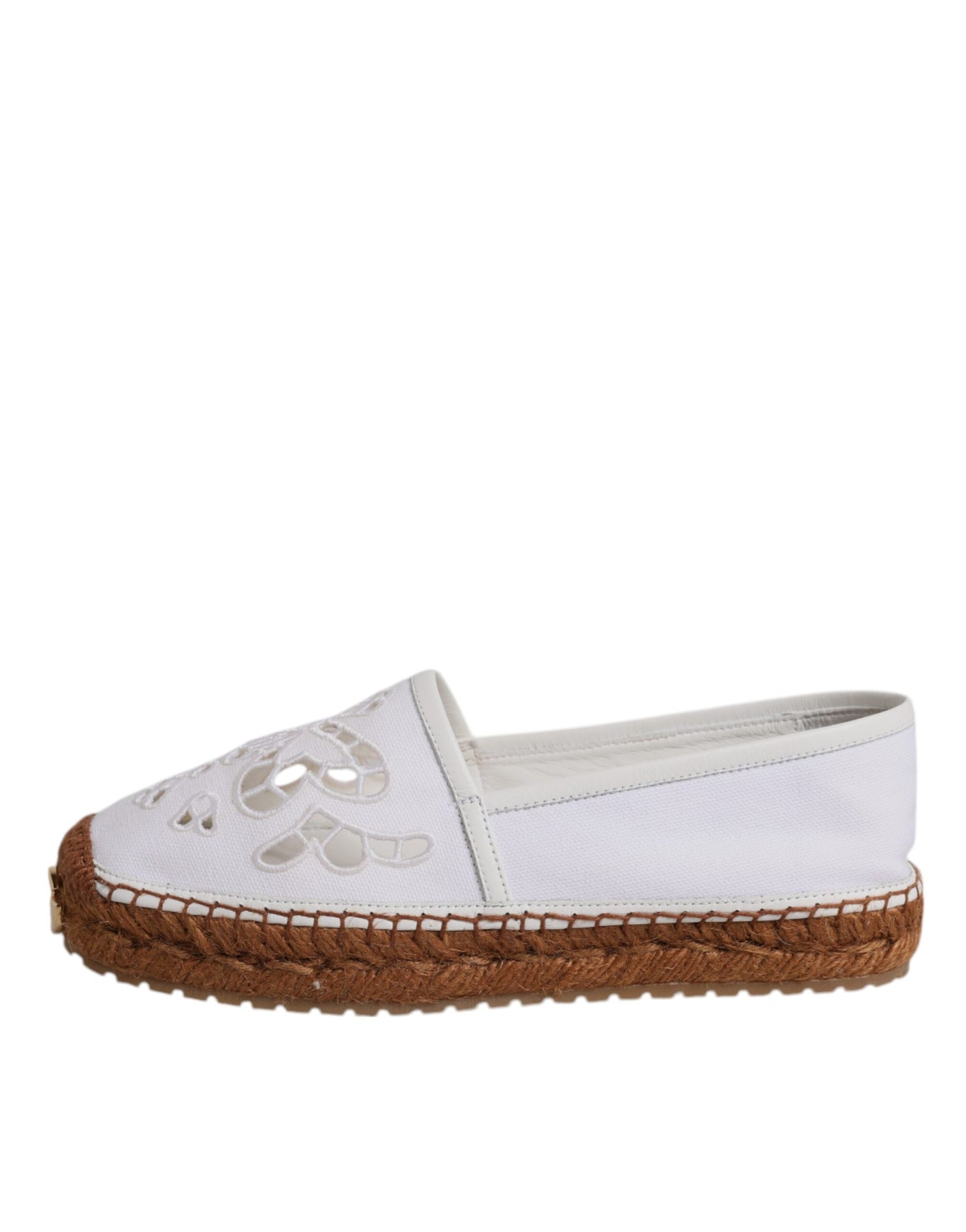 Dolce &amp; Gabbana Witte Logo Eyelet Slip On Espadrilles Schoenen