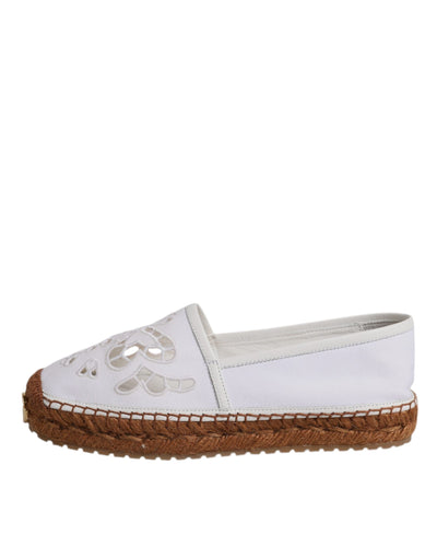 Dolce &amp; Gabbana Witte Logo Eyelet Slip On Espadrilles Schoenen