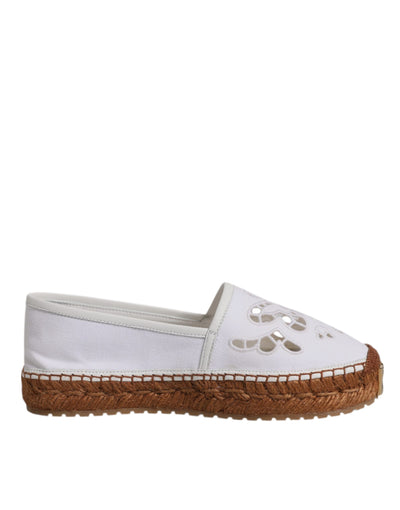 Dolce &amp; Gabbana Witte Logo Eyelet Slip On Espadrilles Schoenen