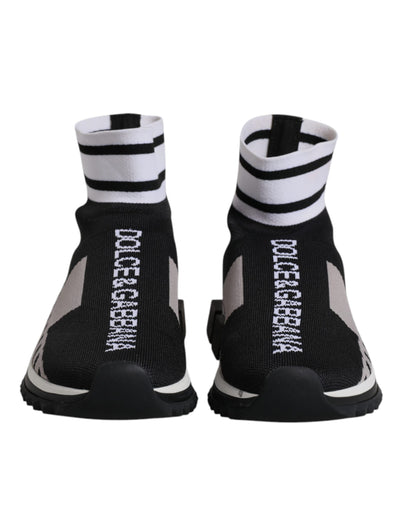 Dolce & Gabbana Black Gray Sorrento Socks Women Sneakers Shoes
