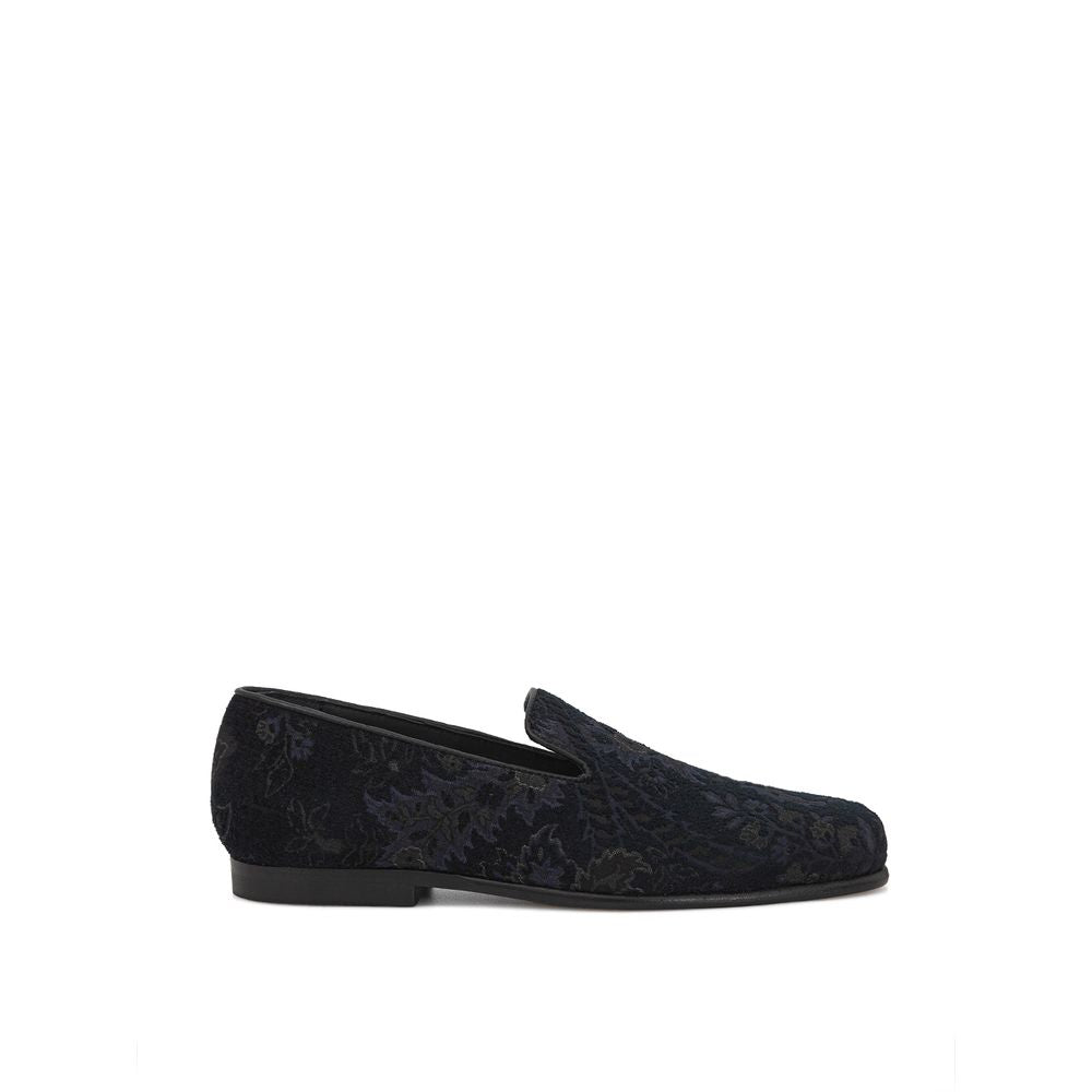 Mocassins à enfiler en cuir bleu Etro