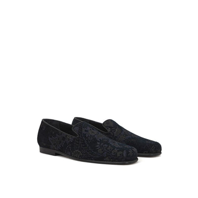 Mocassins à enfiler en cuir bleu Etro