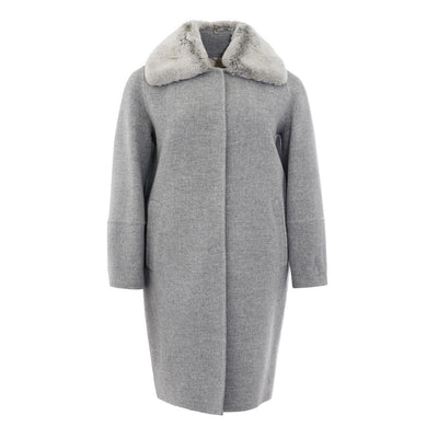 Herno Elegante grijze wollen jas voor een tijdloze stijl