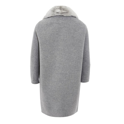Herno Elegante grijze wollen jas voor een tijdloze stijl