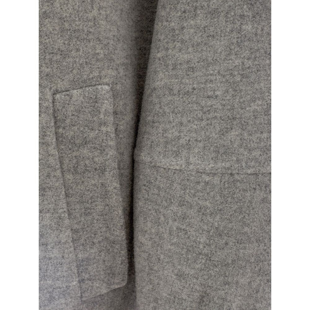 Herno Elegante grijze wollen jas voor een tijdloze stijl