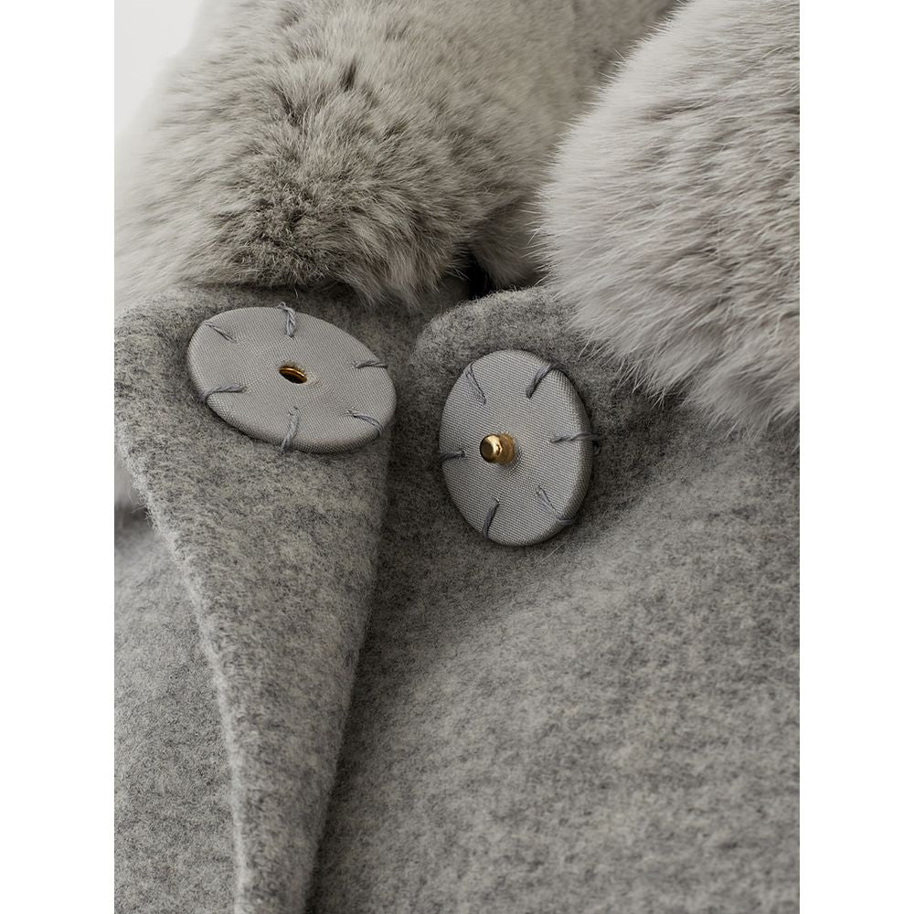 Herno Elegante grijze wollen jas voor een tijdloze stijl
