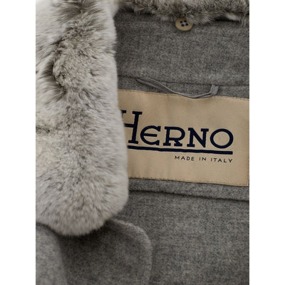 Herno Elegante grijze wollen jas voor een tijdloze stijl