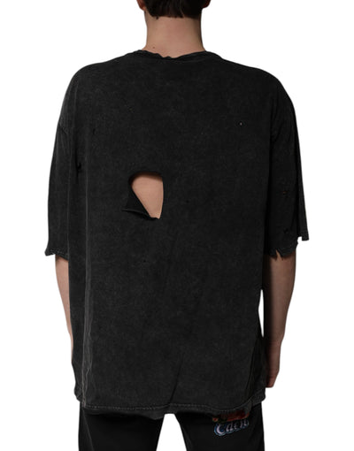 T-shirt ras du cou en coton noir à imprimé graphique Dolce &amp; Gabbana
