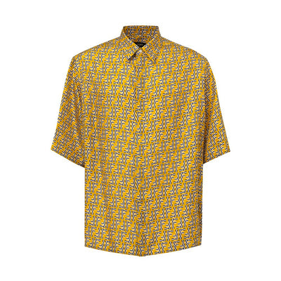 Chemise à manches courtes en soie jaune Fendi