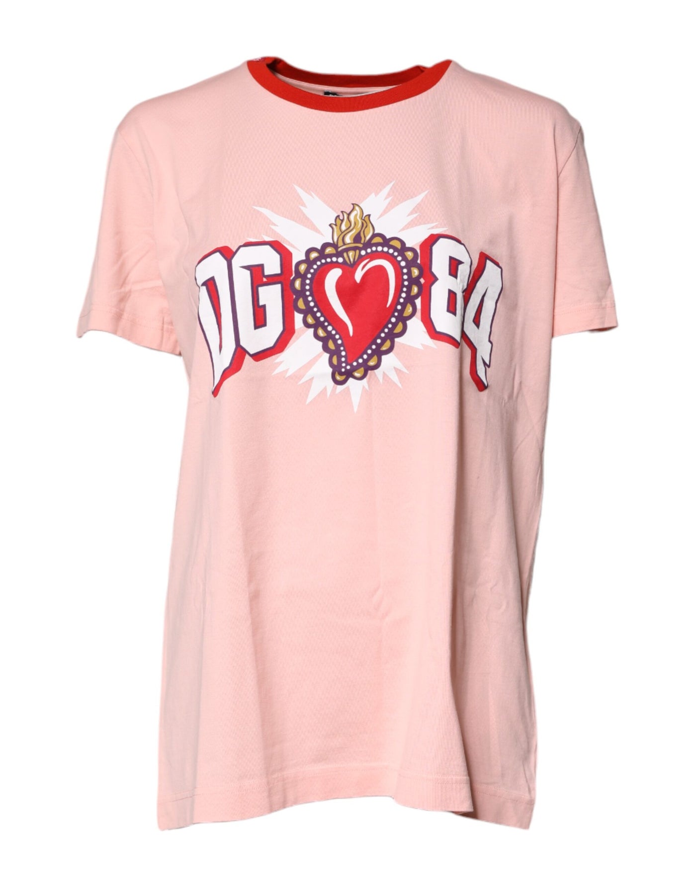 Dolce &amp; Gabbana roze D&amp;G 84 print katoenen T-shirt met ronde hals