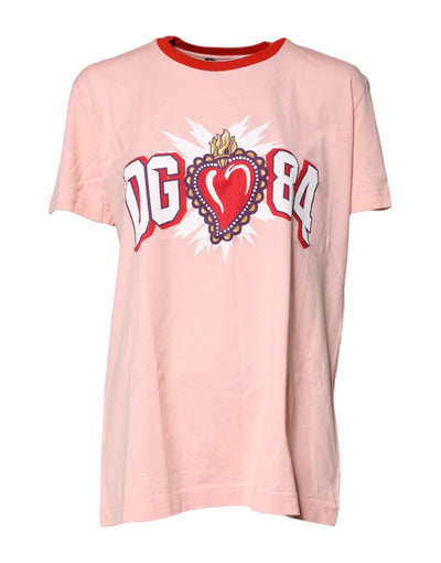 Dolce &amp; Gabbana roze D&amp;G 84 print katoenen T-shirt met ronde hals