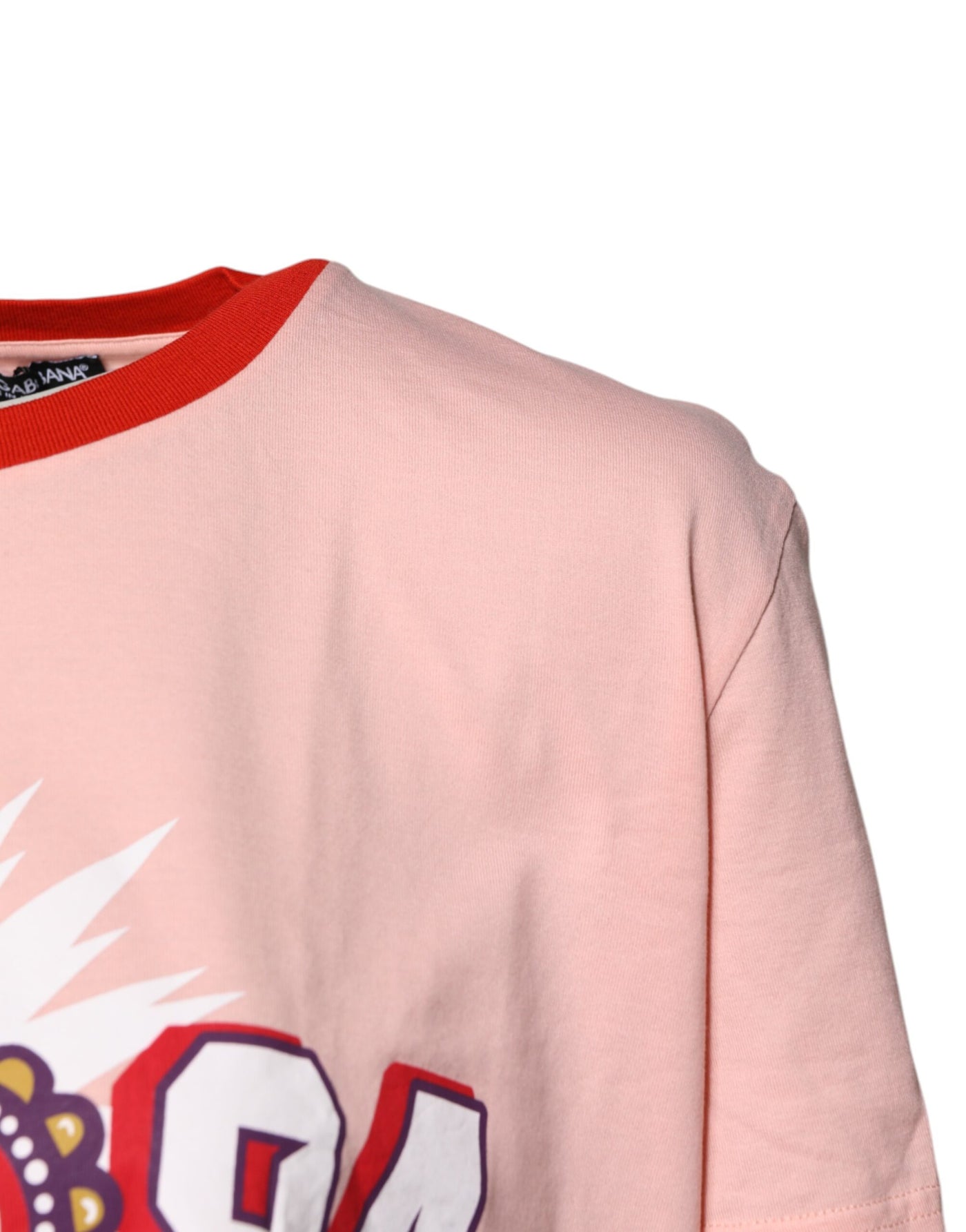 Dolce &amp; Gabbana roze D&amp;G 84 print katoenen T-shirt met ronde hals