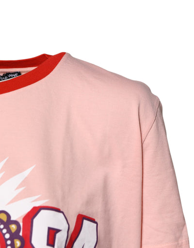 Dolce &amp; Gabbana roze D&amp;G 84 print katoenen T-shirt met ronde hals