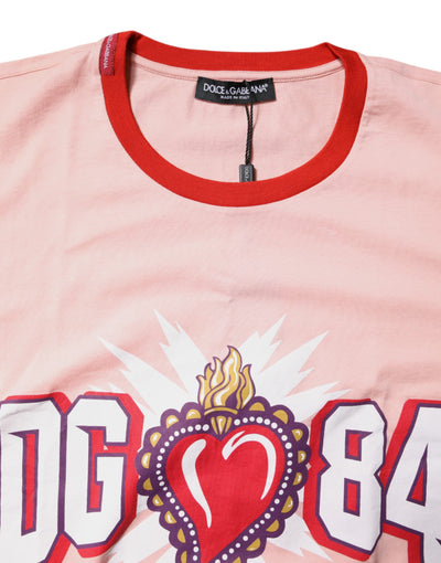 Dolce &amp; Gabbana roze D&amp;G 84 print katoenen T-shirt met ronde hals