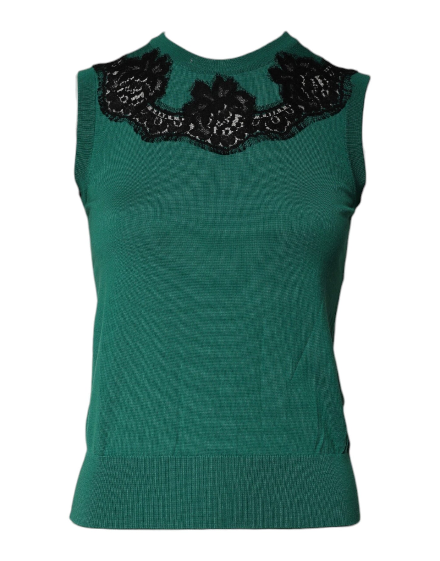 Dolce &amp; Gabbana Groene Wollen Tanktop met Kantdetail en Mouwloos