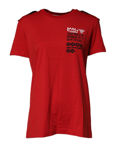 Dolce &amp; Gabbana Rood Katoenen T-shirt met Ronde Hals en Korte Mouwen