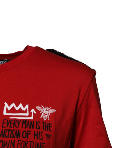 Dolce &amp; Gabbana Rood Katoenen T-shirt met Ronde Hals en Korte Mouwen